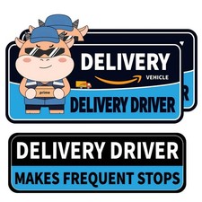 Delivery Driver Car Magnet Sign, 3 Pack, 11"x7" 11"x3", Reflective, Blue