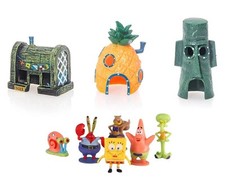 Cartoon Spongebob Aquarium Decor - Tank Ornaments, Pineapple House, Krusty Krab