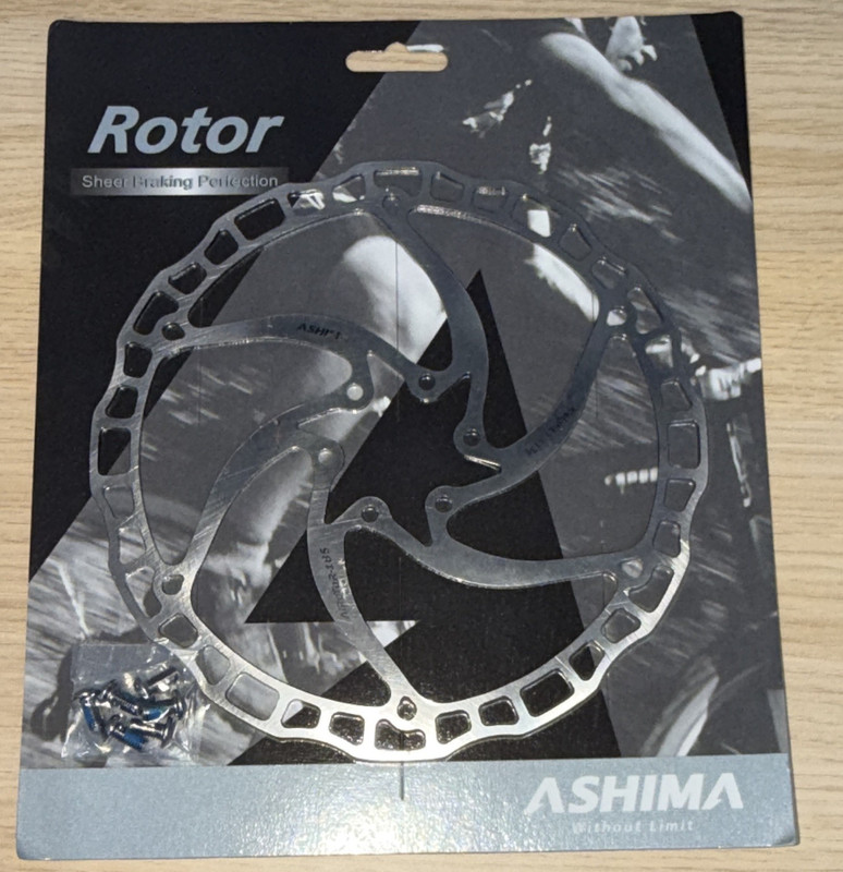 Ashima 185mm 6-Bolt Steel Disc Brake Rotor Silver + Bolts for Shimano Deore