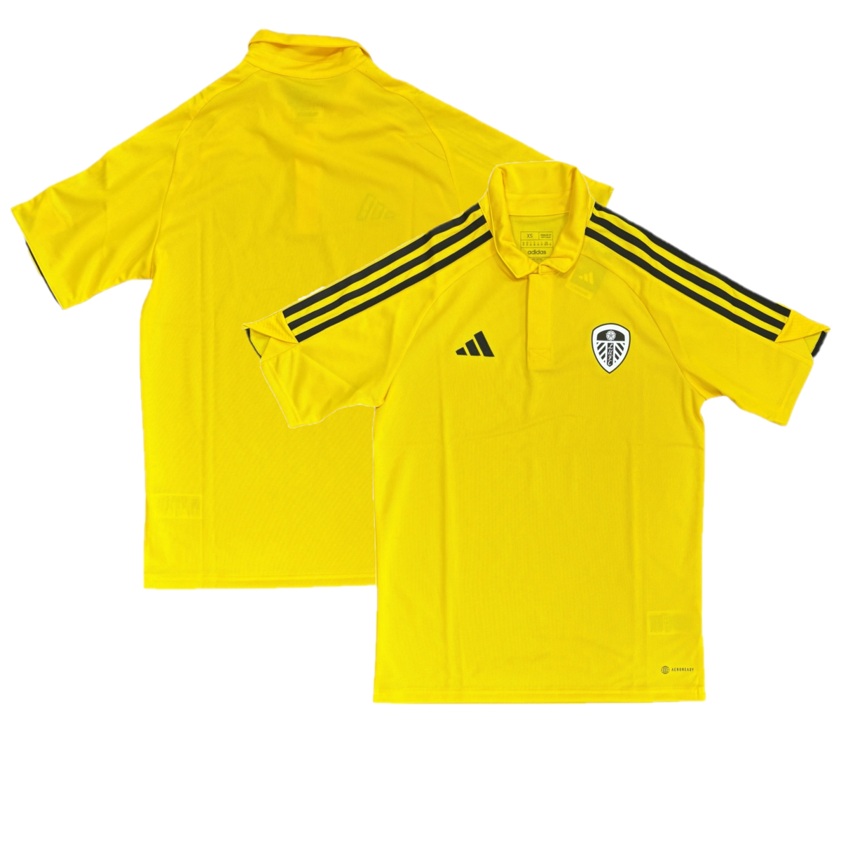 Leeds United Men's Polo adidas Football Yellow Polo Shirt Top