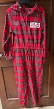 NFL Team Apparel Women's San Francisco 49ers Flannel Red Plaid One Piece Size M