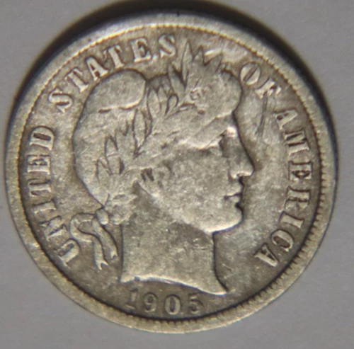 1905 P Barber Dime 10C Cents Coin Silver