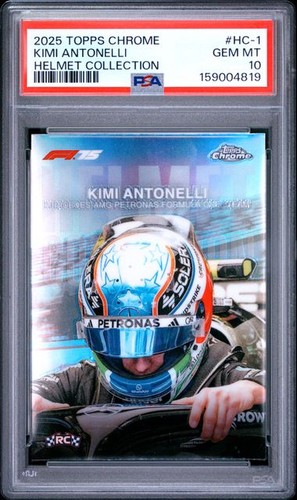 2025 TOPPS CHROME FORMULA 1 HELMET COLLECTION #HC-1 KIMI ANTONELLI RC PSA 10 (KY