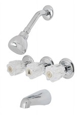 Three Handle Tub and Shower Faucet Chrome Plated Bathroom Fixture