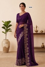 Ethnic Party Wear Sari Blouse Wedding Designer Pakistani Womens Bollywood Saree