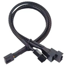 Image of PWM 1 to 2, 3, 4 extension 12V PC fan Y splitter cable 27cm black-sleeved cable