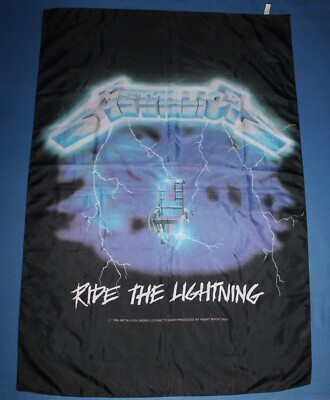 90s Vintage 1994 Metallica Flag Ride The Lightning Wall Banner