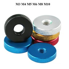 M3-M10 Knurled Thumb Thin Nuts Aluminum Alloy Flat Through Hole Nut Hand Screws