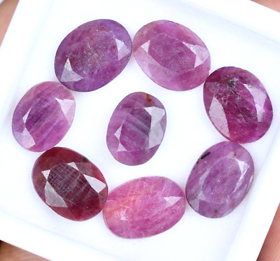 Untreated 27.70 Ct Natural Burma Pink Ruby 8 Pcs Certified Oval Cut Gemstone