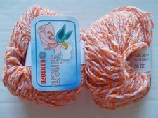 Kartopu Sinem twist fashion yarn, orange/mauve, lot of 2 (32 yds each)