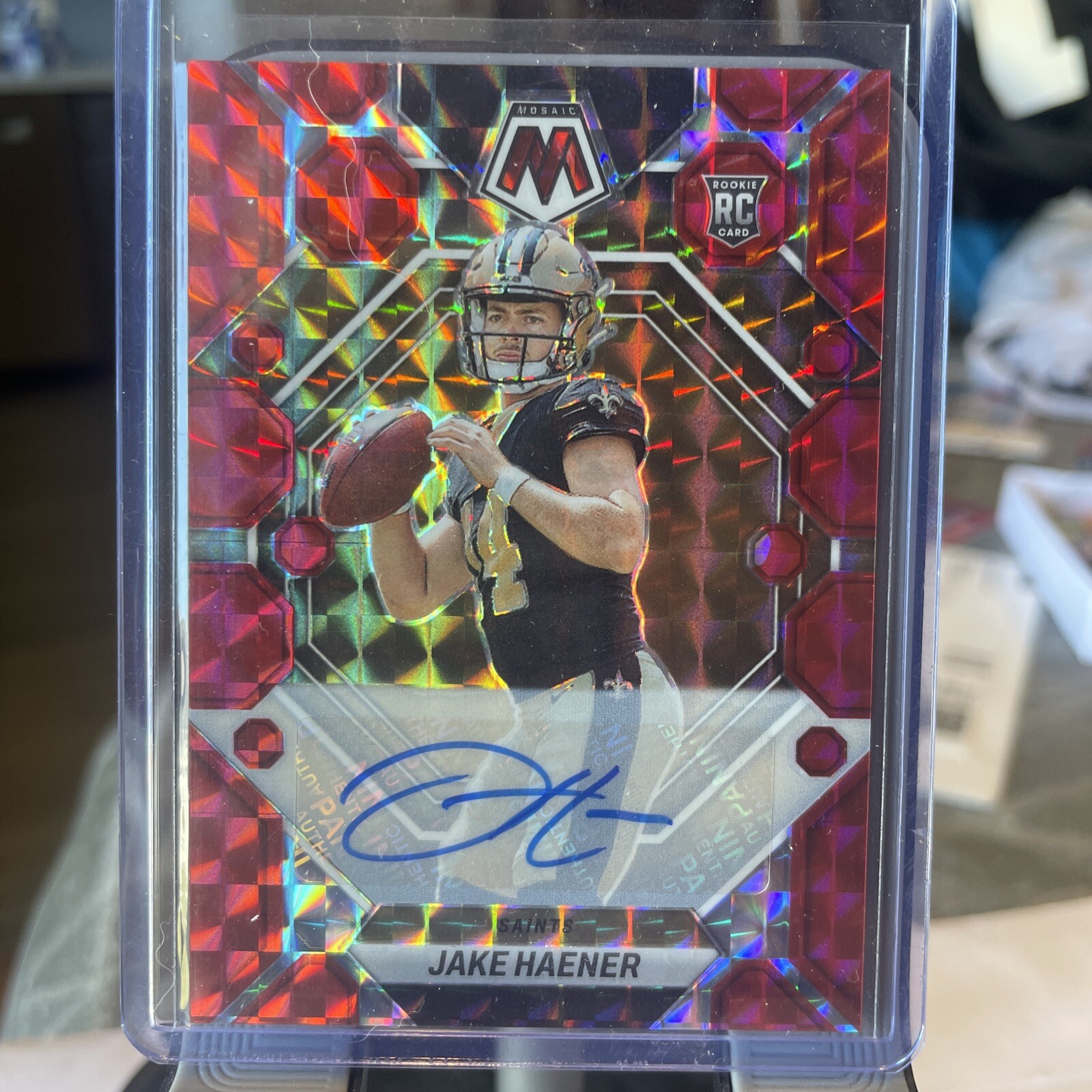2023 PANINI MOSAIC JAKE HAENER RED AUTO ROOKIE # 325 /199