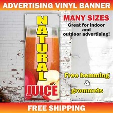 NATURAL JUICE Advertising Banner Vinyl Mesh Sign Lemonade Cocktail Drink Bar Ice