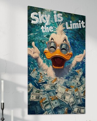 Donald Duck Leinwandbild Dagobert Duck Pop Art Geld Money Van Gogh Style Ente