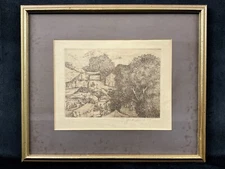 Vintage Framed Pencil Signed & Dated “75” Landscape Etching