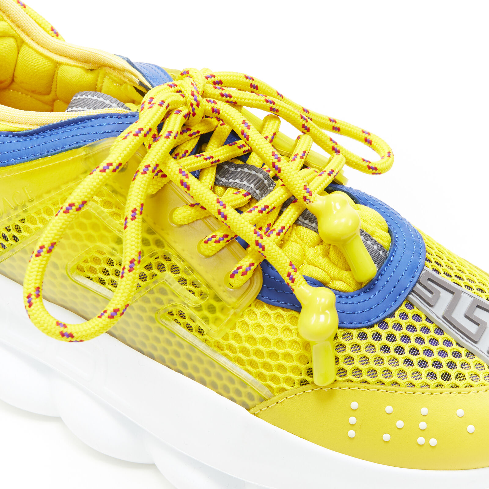 new VERSACE Chain Reaction yellow blue low top chunky sole dad sneaker EU38  US8 | eBay