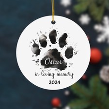 Pet Memorial Ornament Gift, Pet Paw Custom Name Ornament, Sympathy Gift