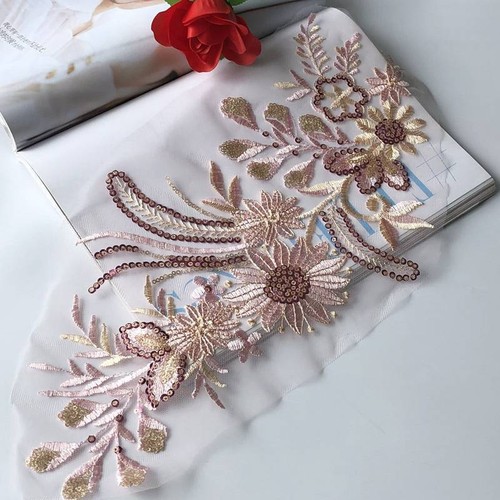 Flower Embroidery Patch 28*16cm Sequin Sew On Clothing Colorful 1Pc Appliques - Picture 12 of 12