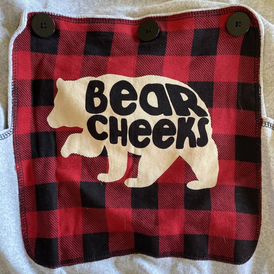 LAZY ONE Bear Cheeks Back Flap Jack One Piece PJ Pajamas Lounge UNION SUIT, Sz L - Image 2 of 4