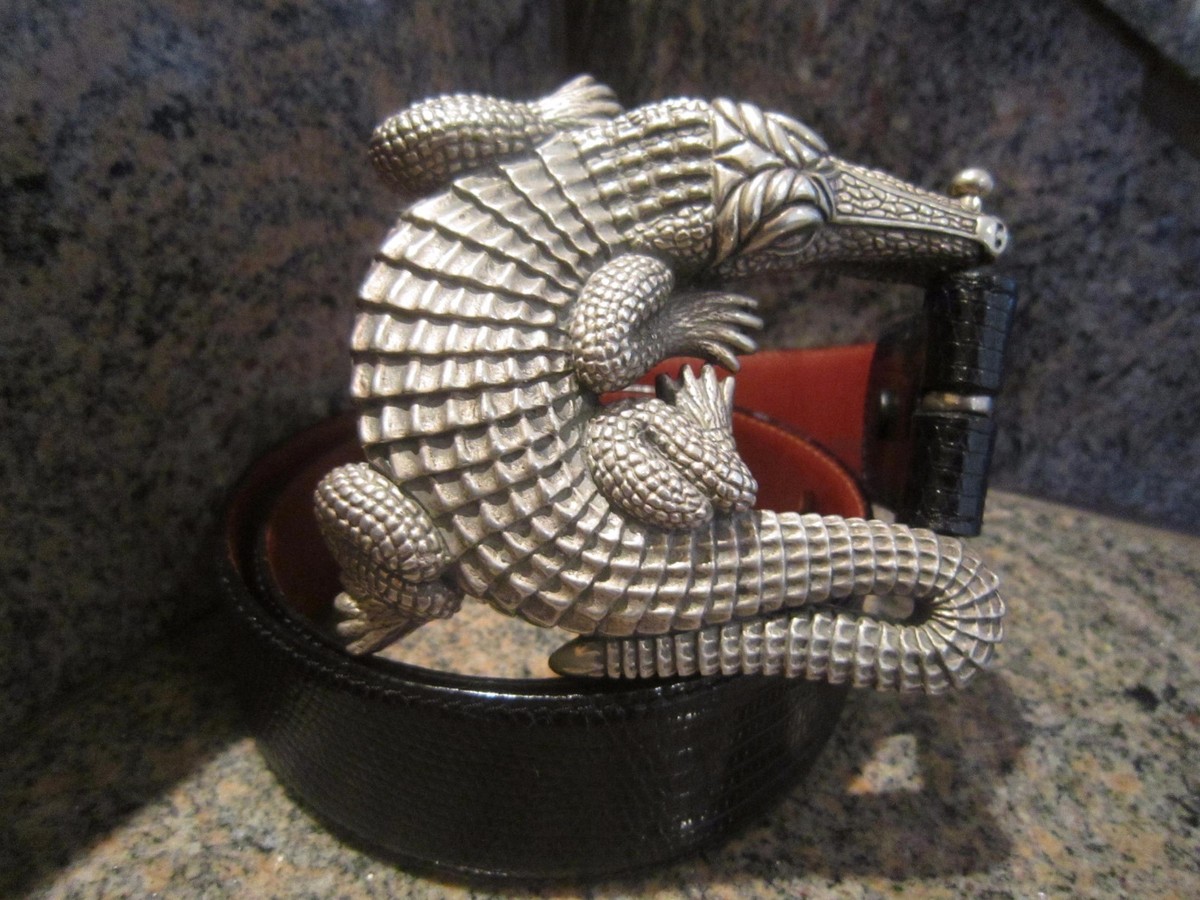 Barry Klesalstein Cord New York  Lizard Skin Belt Good Condition 42\