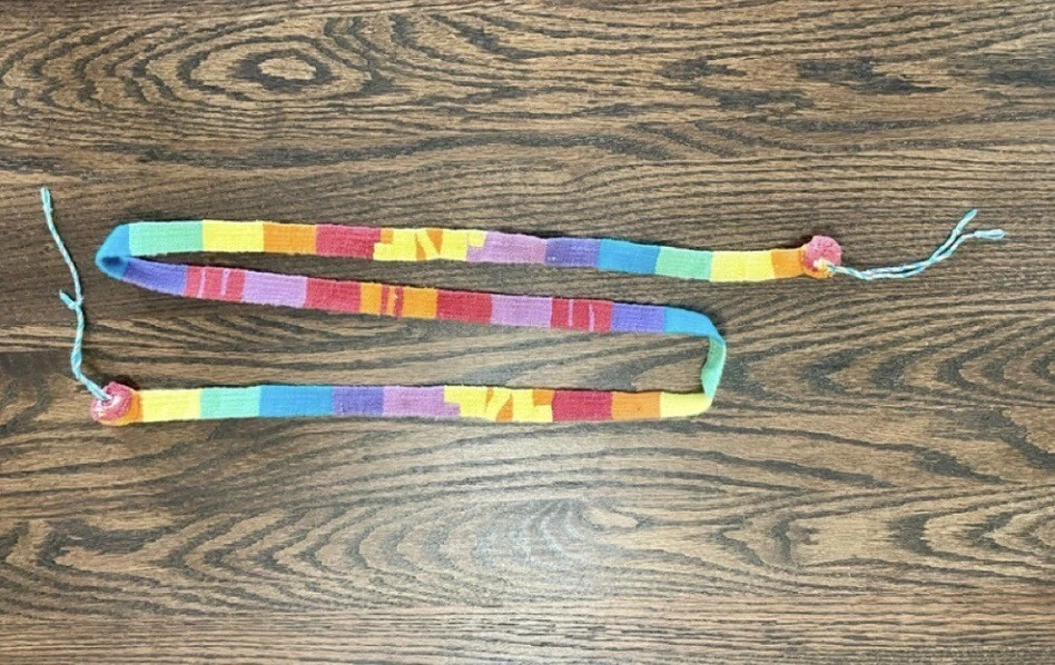 Cinturón arco iris tejido a mano vintage banda faja tribal arte popular guatamalan Foto 4 de 4