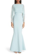 CHIARA BONI La Petite Robe Mint Sheer Illusion Sleeve Popover Maxi Gown 44 8 M