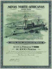 Minas Norte Africanas S.A. 1956 Beni Enzar Marokko Mauretanien 1000 Pesetas DEKO