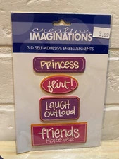 Creative Imaginations 3-D Self Adhesive Embellishments PRINCESS Flirt Friends