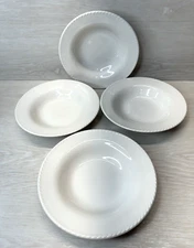 Pier 1 BIANCA White Rope Ironstone Brazil Rimmed Soup Pasta Bowl Set of 4