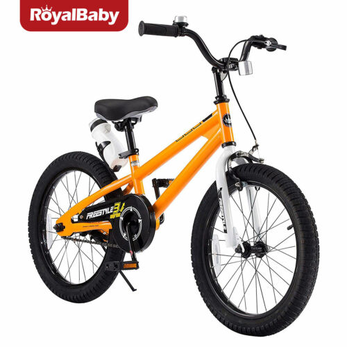 RoyalBaby Kids Bike Boys Girls Freestyle Bicycle 18 inch with Kickstand Orange