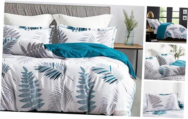 Comforter Size, 600 Thread Count Cotton Blue Floral with Queen White&teal Leaf