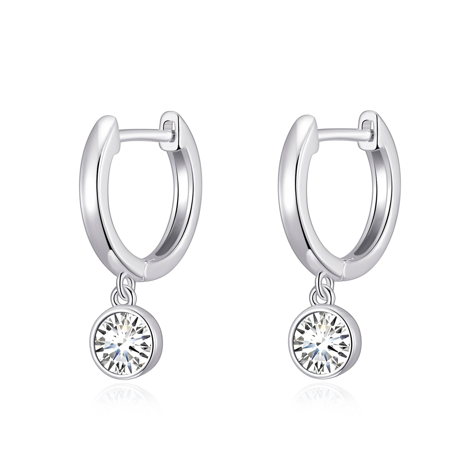 Crystal Hoop Earrings with Sparkling Zircondia Crystals-3ER1  -image