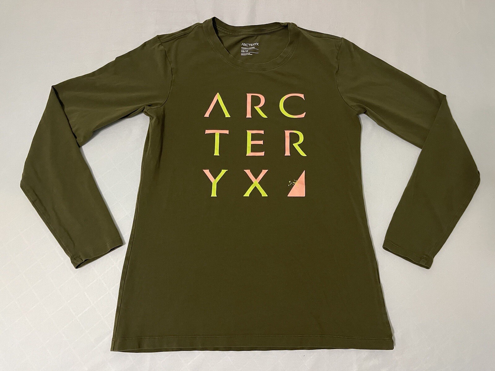ARC'TERYX Camicia donna manica lunga Arcteryx grande logo taglia XS verde
