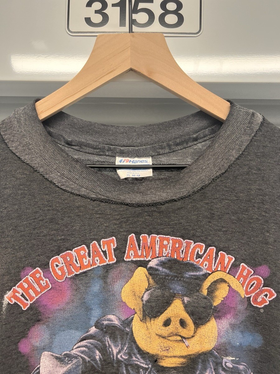 90s ハーレーダビッドソン HARLEY 3D エンブレム Tシャツ HOG Vintage 1991 3D Emblem “Great American Hog” Shirt XL Faded