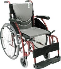 Karman S-115 Ergonomic Ultra Lightweight Transport Chair, Red, 20" Seat, New