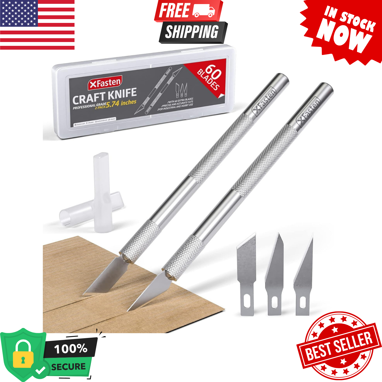 Precision Exacto Knife Set with 60 Blades for Crafting and Modeling-image