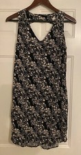 Gap Black Floral V Neck Sleeveless Pullover Lightweight Dress Women’s Size XS