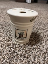 Ceramic Nature/Garden off white Toothbrush Holder 4 inches