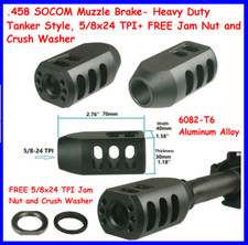 .458 Muzzle Brake- Heavy Duty Tanker Style 5/8x24 TPI Jam Nut,Crush Washer