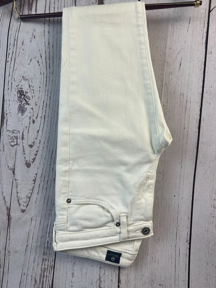 Pantalones de mezclilla para mujer AG Adriano Goldschmied Stevie ajustados rectos blancos de diseñador 28Wx30L Foto 3 de 4