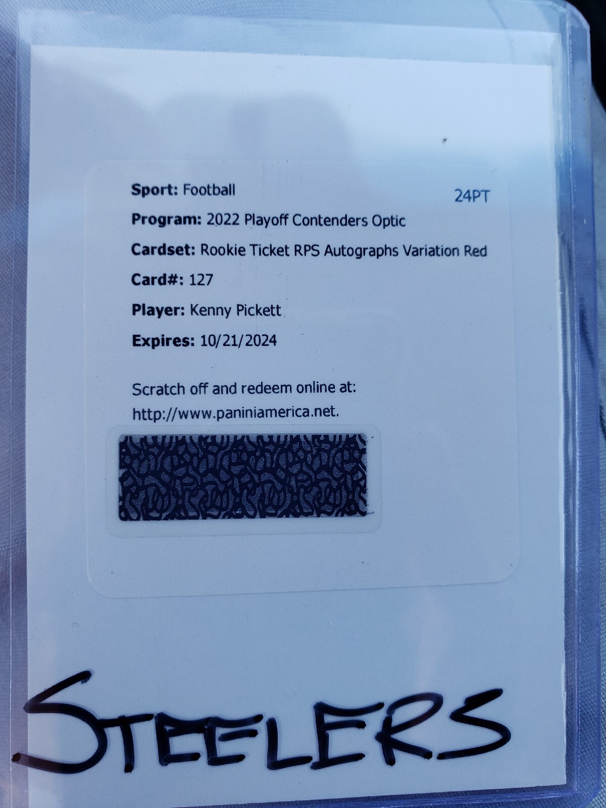 2022 Kenny Pickett Rookie Ticket RPS Variation Red Auto /50 Contenders Optic