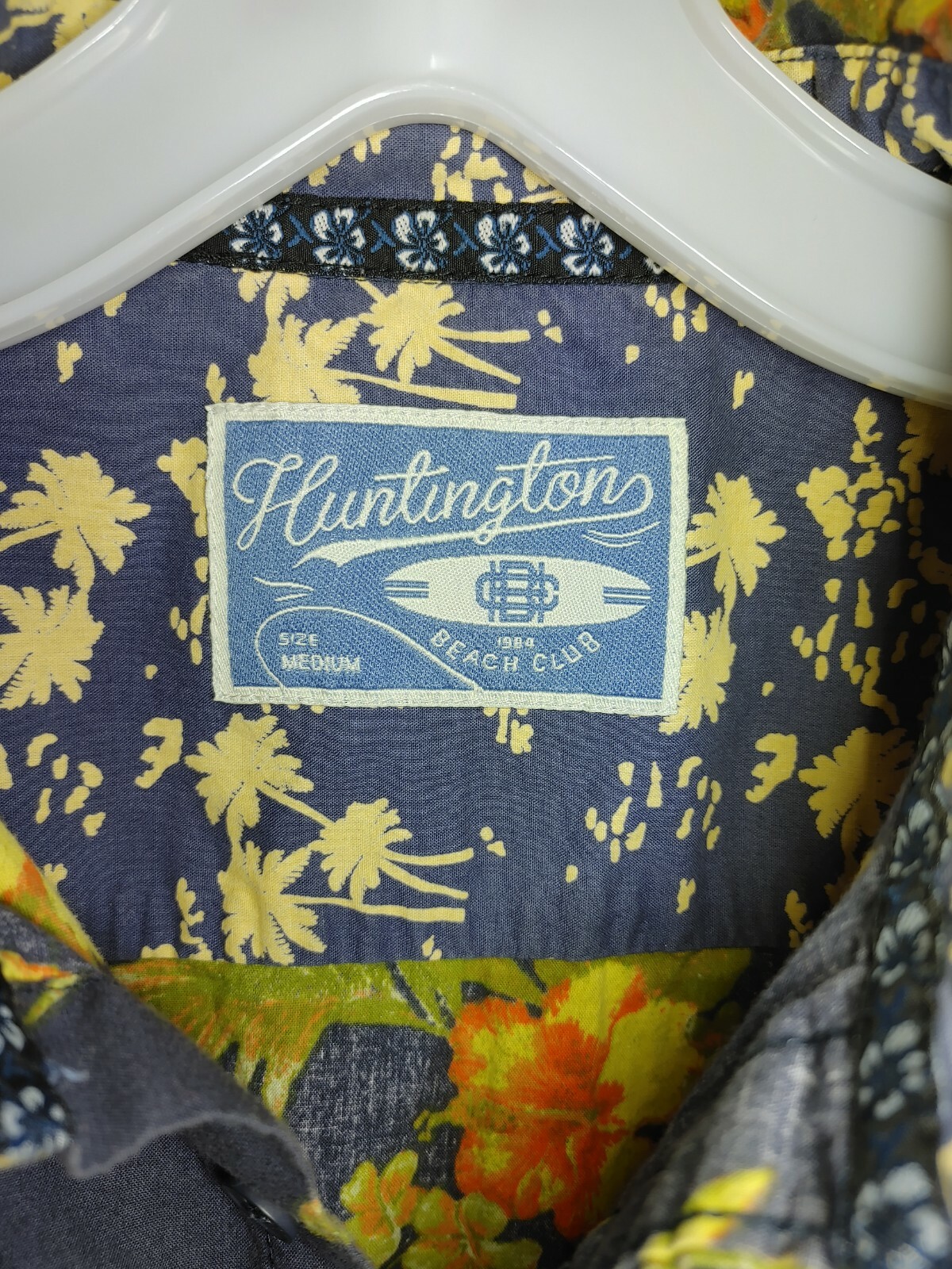 Men's Huntington Beach Club Hawaiian Button Shirt Sz … Gem