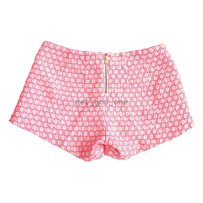 NWT Lilly Pulitzer Liza Shorts Hot Pink Geometric Jaquard Zip Back