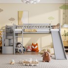 Twin Size Loft Bed with Storage Stairway & Slide for Kids Teens Girls Boys,Gray