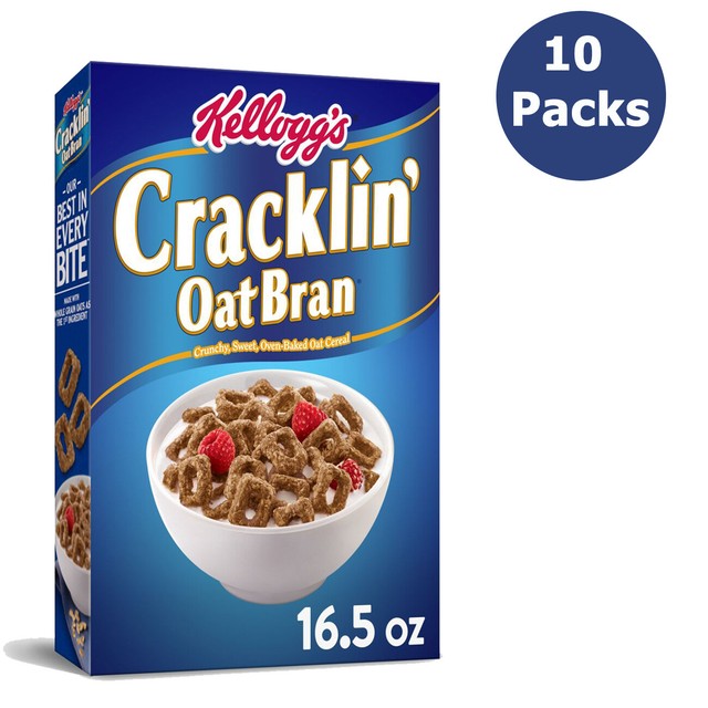 (10 Packs) Kellogg's Cracklin Oat Bran Breakfast OvenBaked Cereal 16.5