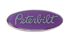 Peterbilt Truck Emblem Chrome Epoxy Top Metal 3.5 Inches Wide Purple