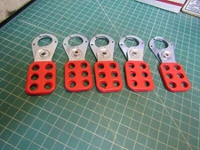 Lot of 5 Master Lockout / Tagout 1” Hasp, holds 6 locks. NEW