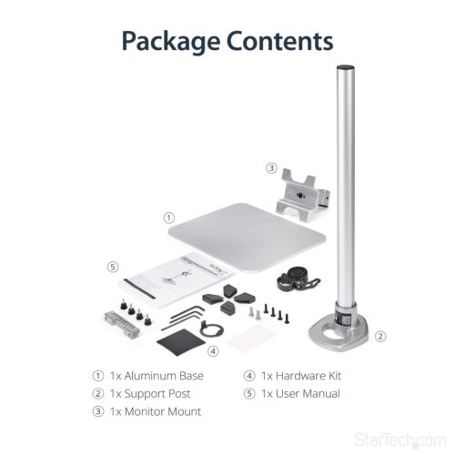 StarTech Free Standing Single Monitor Mount Displays up to 32" Silver VESA - Picture 2 of 4