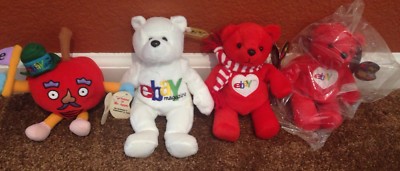 1999 Mr. Apple Ruby eBay Official Bean Bag Toy Stuffed Plush SET of Collectibles