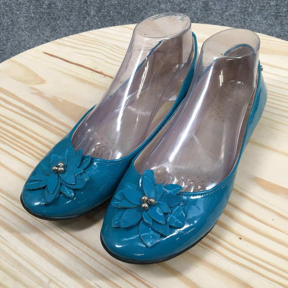 Zapatos Rockport Mujer 9 M Ballet Pisos Cuero Turquesa Sin Cordones Informales Cómodos Foto 3 de 4