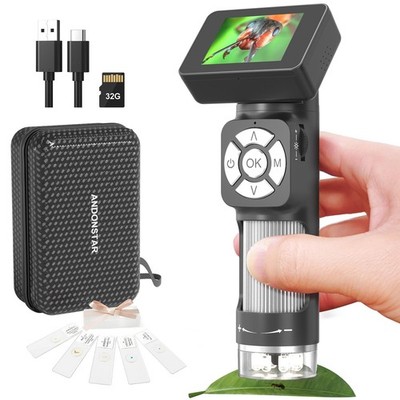 Andonstar AD112 Portable Pocket Microscope Kit for Kids and Adults with Black